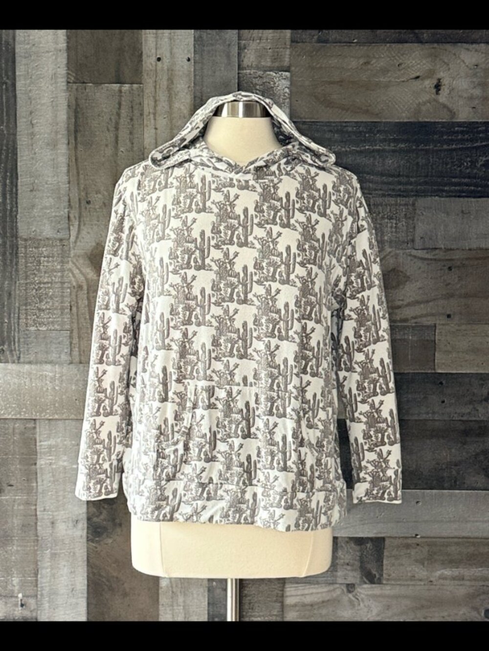 Kate Quinn cactus print hoodie medium desert festival boho coastal cowgirl fall